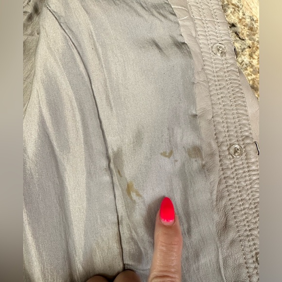 Joie sz MD soft lamb leather taupe jacket w detailing brushed silver buttons - Picture 16 of 16